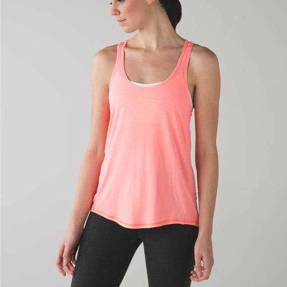 Lululemon Salute The Sun Tank Heathered Yum Yum Pink Racerback - Picture 2 of 8